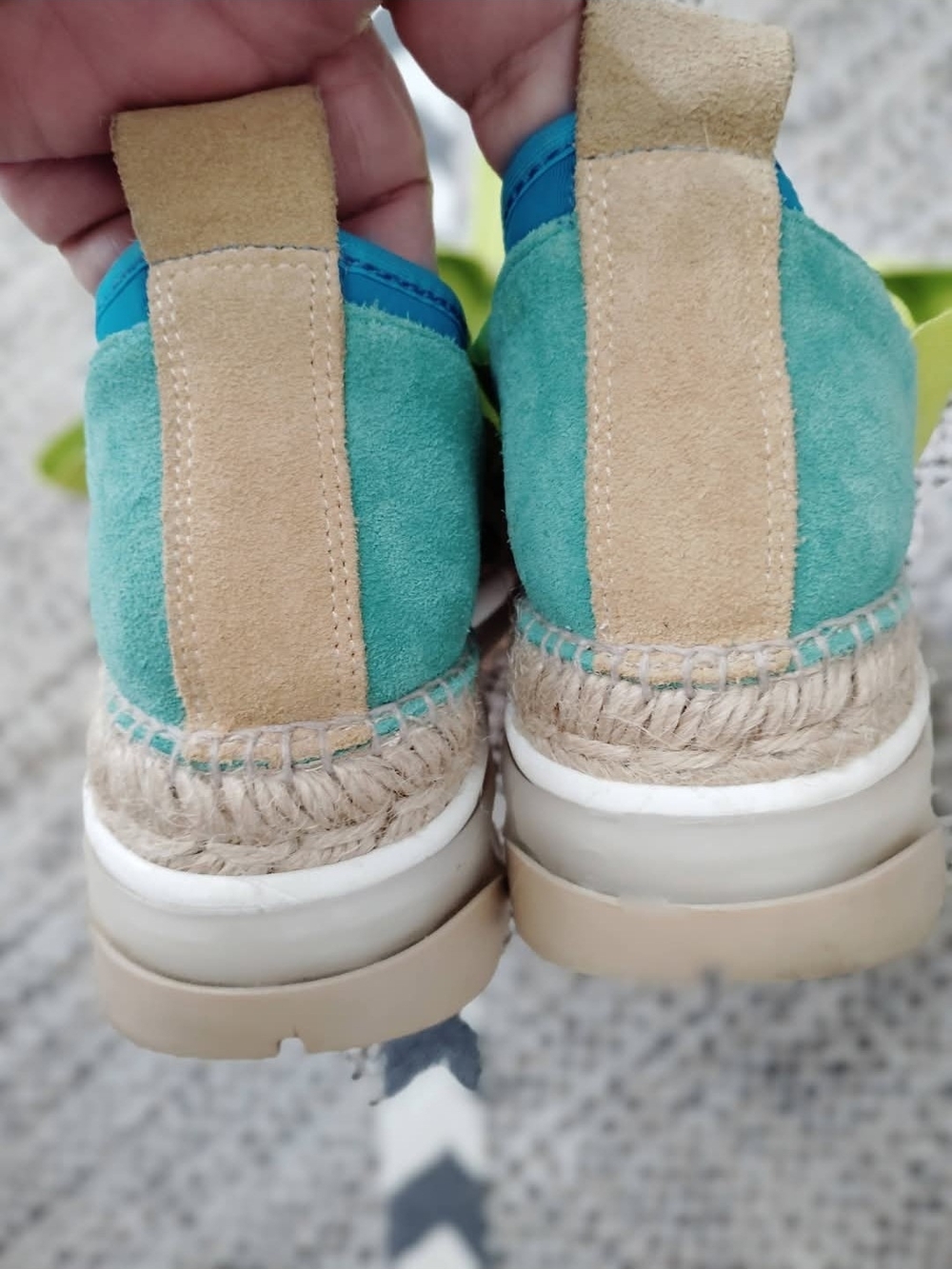 Women’s Lime Green & Blue Ribbon Lace-Up Espadrilles - Picture 7 of 8
